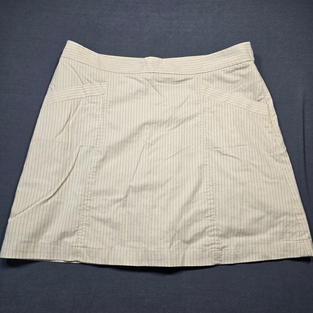 Dockers Tan Cream Striped Skort Mini Skirt Women's Size 10 Stretch Aline Pockets